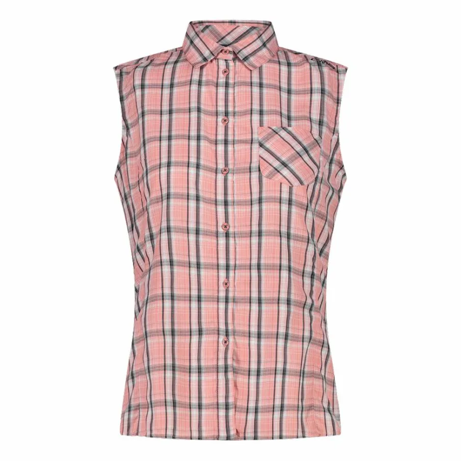 Donna CMP Camicie^Camicia fantasia check senza maniche da donna