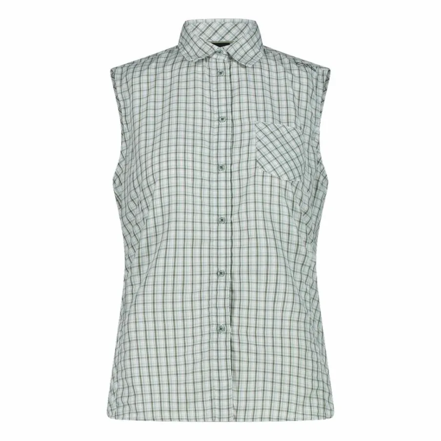 Donna CMP Camicie^Camicia fantasia check senza maniche da donna