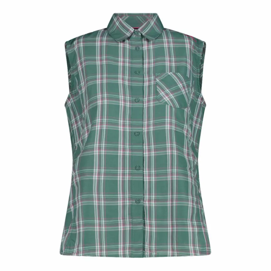 Donna CMP Camicie^Camicia fantasia check senza maniche da donna