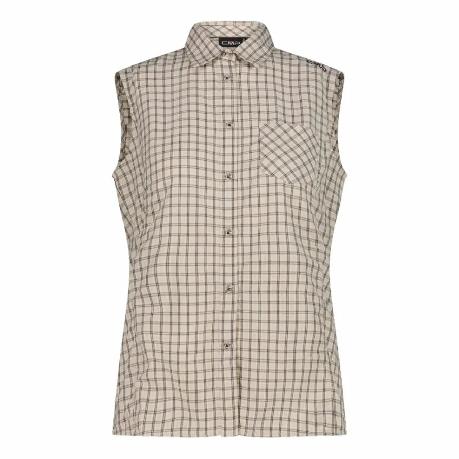 Donna CMP Camicie^Camicia fantasia check senza maniche da donna