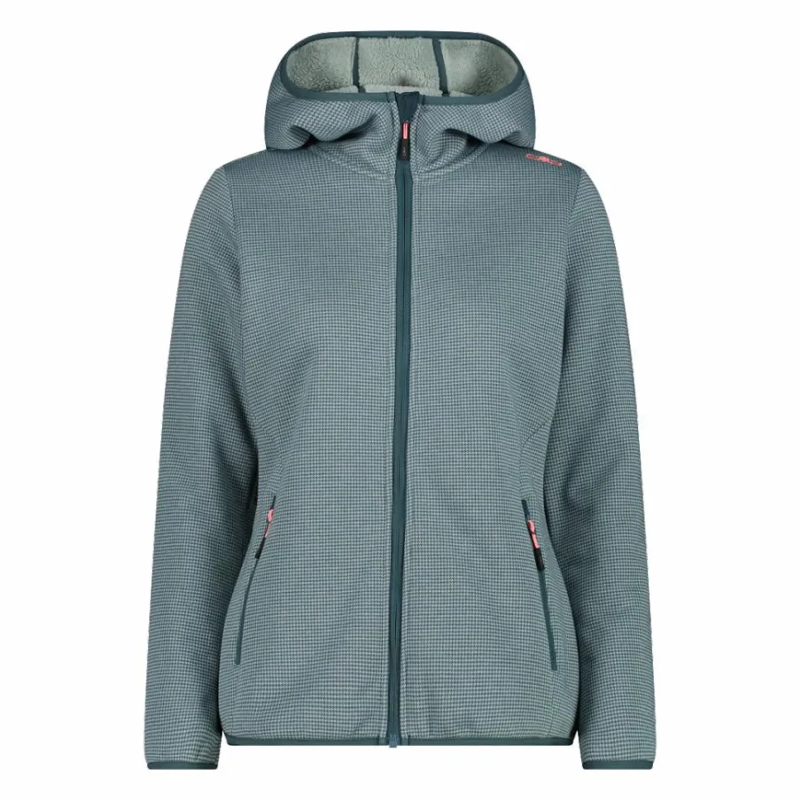 Donna CMP Pile^Giacca in pile da donna in knit tech melange con cappuccio