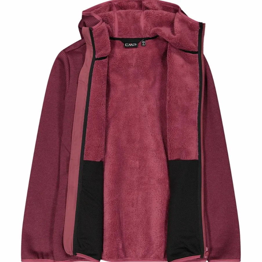 Donna CMP Pile^Giacca in pile da donna in knit tech melange con cappuccio