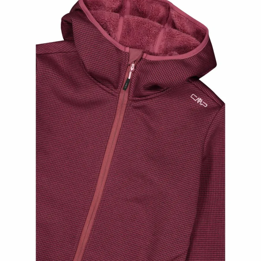 Donna CMP Pile^Giacca in pile da donna in knit tech melange con cappuccio