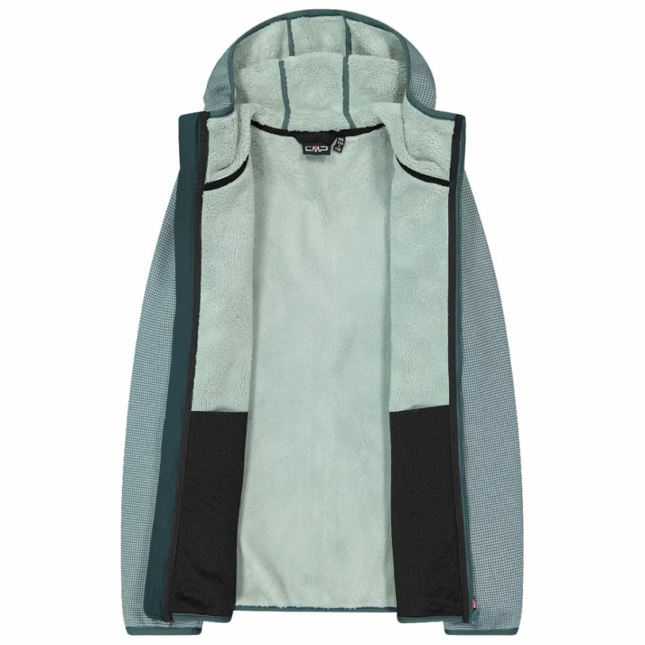 Donna CMP Pile^Giacca in pile da donna in knit tech melange con cappuccio