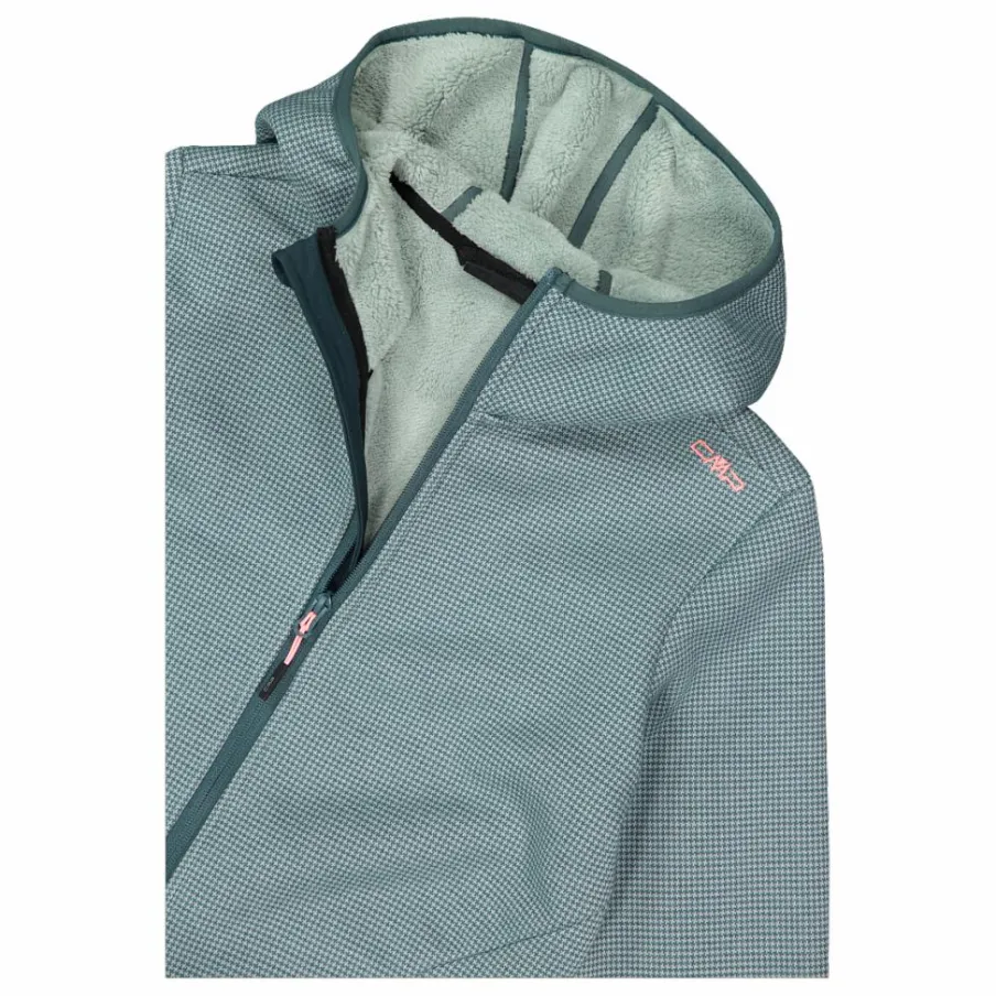 Donna CMP Pile^Giacca in pile da donna in knit tech melange con cappuccio