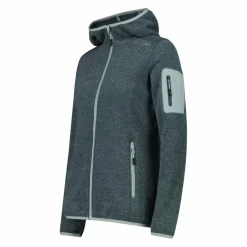 Donna CMP Pile^Giacca in pile da donna in knit-tech mélange con cappuccio
