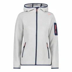 Donna CMP Pile^Giacca in pile da donna in knit-tech mélange con cappuccio