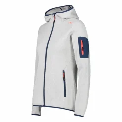 Donna CMP Pile^Giacca in pile da donna in knit-tech mélange con cappuccio