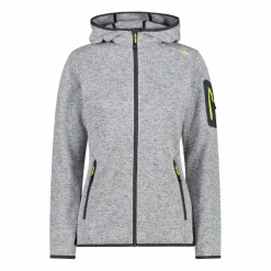 Donna CMP Pile^Giacca in pile da donna in knit-tech mélange con cappuccio