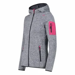 Donna CMP Pile^Giacca in pile da donna in knit-tech mélange con cappuccio