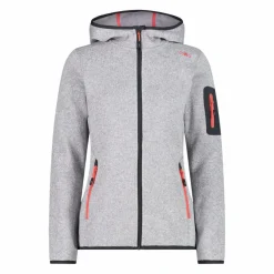 Donna CMP Pile^Giacca in pile da donna in knit-tech mélange con cappuccio