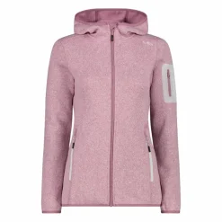 Donna CMP Pile^Giacca in pile da donna in knit-tech mélange con cappuccio