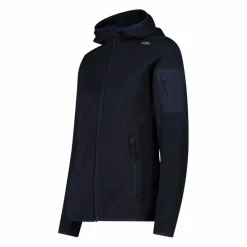 Donna CMP Pile^Giacca in pile da donna in knit-tech mélange con cappuccio