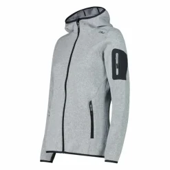 Donna CMP Pile^Giacca in pile da donna in knit-tech mélange con cappuccio