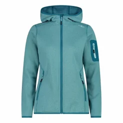 Donna CMP Pile^Giacca in pile da donna in knit-tech mélange con cappuccio