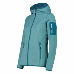 Donna CMP Pile^Giacca in pile da donna in knit-tech mélange con cappuccio