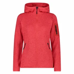 Donna CMP Pile^Giacca in pile da donna in knit-tech mélange con cappuccio