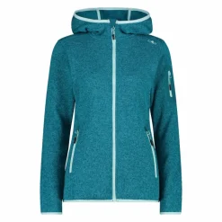 Donna CMP Pile^Giacca in pile da donna in knit-tech mélange con cappuccio