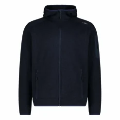 Uomo CMP Pile^Giacca in pile da uomo in knit-tech mélange con cappuccio