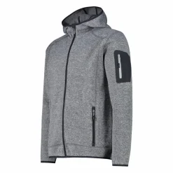 Uomo CMP Pile^Giacca in pile da uomo in knit-tech mélange con cappuccio