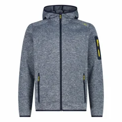 Uomo CMP Pile^Giacca in pile da uomo in knit-tech mélange con cappuccio