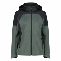 Donna CMP Giacche Trekking|Giacche Softshell^Giacca Softshell da Donna con Cappuccio e Motivo Grid-Jacquard Bicolor