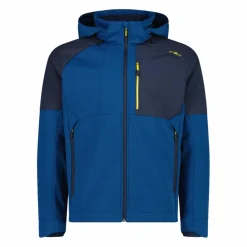 Uomo CMP Giacche Trekking|Giacche Softshell^Giacca Softshell da Uomo con Cappuccio e Motivo Grid-Jacquard Bicolor