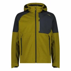 Uomo CMP Giacche Trekking|Giacche Softshell^Giacca Softshell da Uomo con Cappuccio e Motivo Grid-Jacquard Bicolor