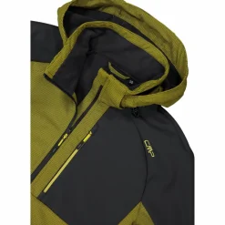 Uomo CMP Giacche Trekking|Giacche Softshell^Giacca Softshell da Uomo con Cappuccio e Motivo Grid-Jacquard Bicolor