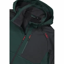 Uomo CMP Giacche Trekking|Giacche Softshell^Giacca Softshell da Uomo con Cappuccio e Motivo Grid-Jacquard Bicolor