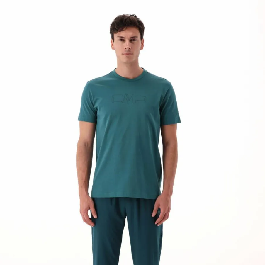 Uomo CMP Polo E T-Shirt^Maglia a maniche corte da uomo in cotone elasticizzato con logo