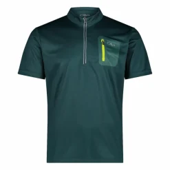 Uomo CMP Polo E T-Shirt^T-Shirt tecnica a mezza zip con taschino da ciclismo da Uomo